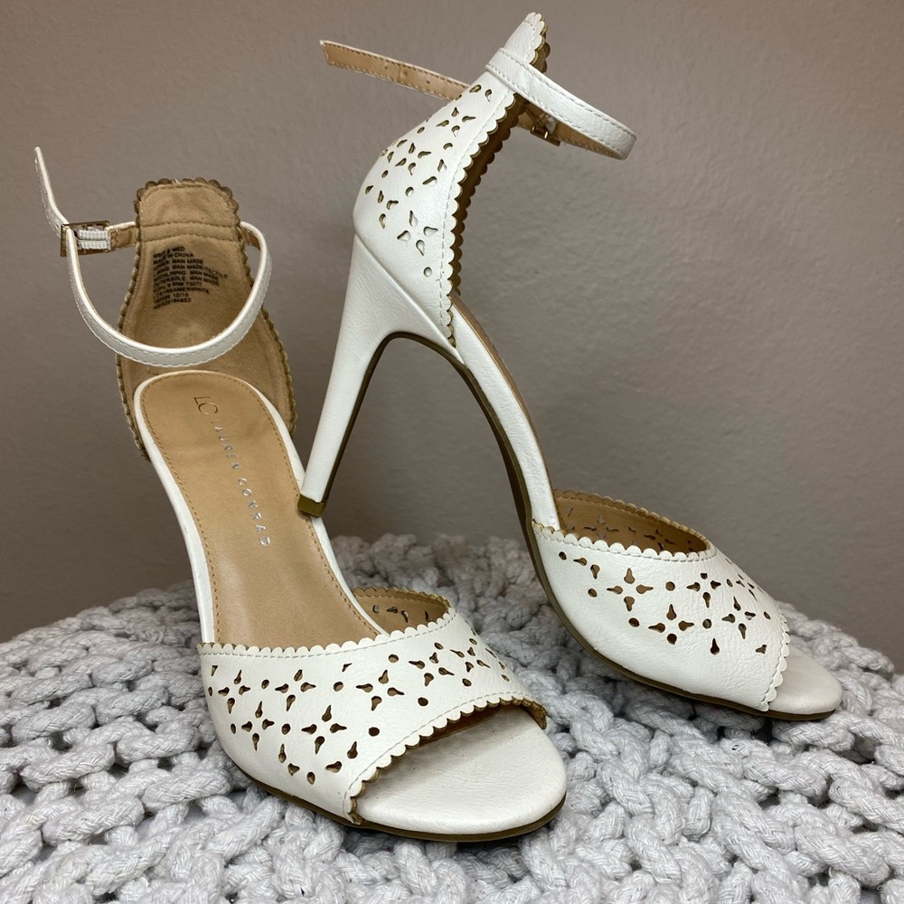 White open toe Heels